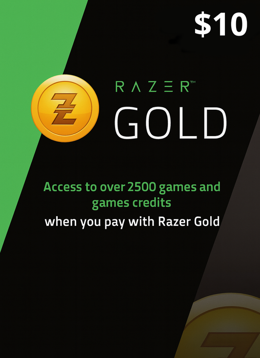 Razer Gold poklon kartica Srbija, digitalna razer gold card Srbija – digitalna kartica, kod za dopunu Razer Gold novčanika. Koristite za kupovinu igrica, dodatnog sadržaja i premium valuta u omiljenim igrama. Brza i sigurna isporuka, dostupne različite vrednosti. 10$